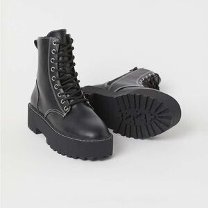 H&M Black Combat Platform Boots